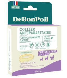 Collier antiparasitaire DeBonPoil chat phosphorescent (AGECOM)