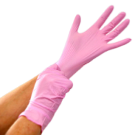 Gants d'examen non stériles nitrile non poudrés rose L T8/9 x100 (DIV)*