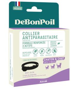 Collier antiparasitaire DeBonPoil chat noir (AGECOM)