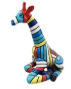 statue résine girafe assis motif  H90cm