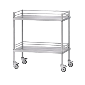 Chariot guéridon inox 2 plateaux avec freins (DIV)*