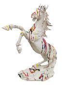 statue résine cheval cabré motif  H80cm