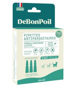 pipettes antiparasitaires DeBonPoil chat +5kg (3p)  (AGECOM)