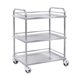 Chariot guéridon inox 3 plateaux avec freins (DIV)*